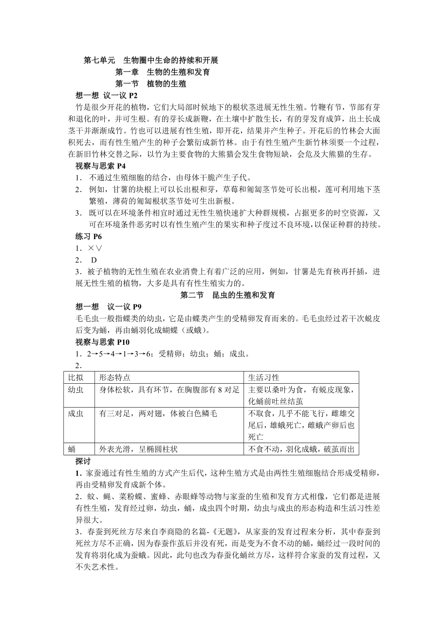 八年级生物下册人教版课后练习答案.docx_第2页