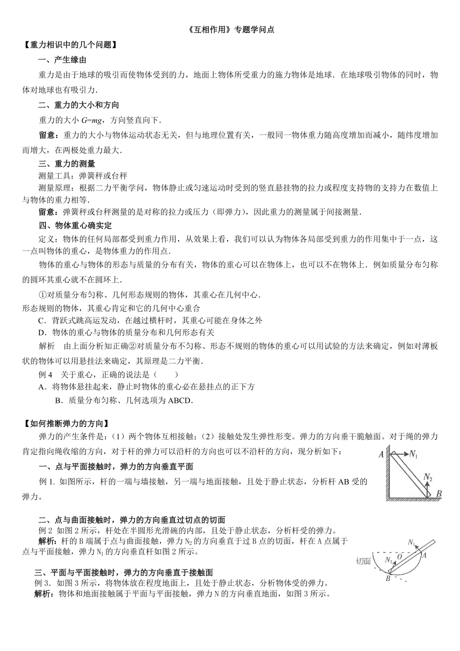 高考第一轮复习相互作用专题知识点.docx_第1页