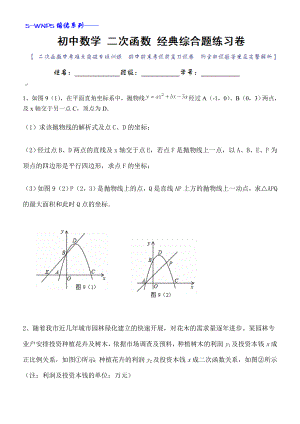 答案初中数学二次函数经典综合大题练习卷.docx