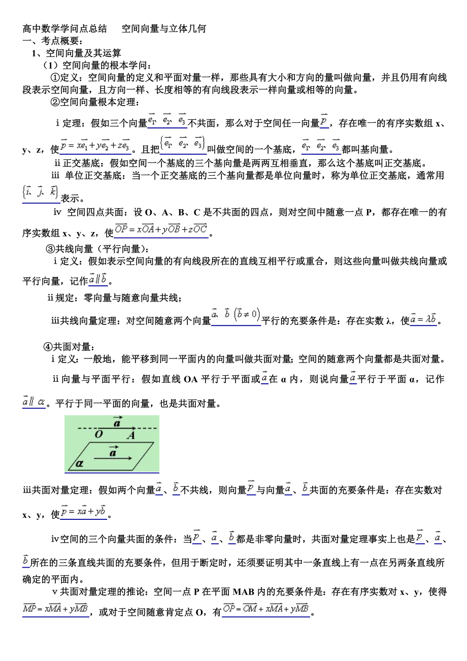 高中数学知识点总结大全空间向量与立体几何.docx_第1页