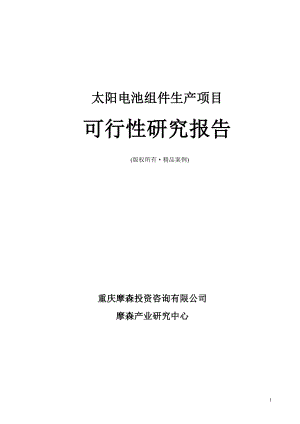 太阳电池组件可行性研究报告（立项·备案·可行性研究报告）.doc