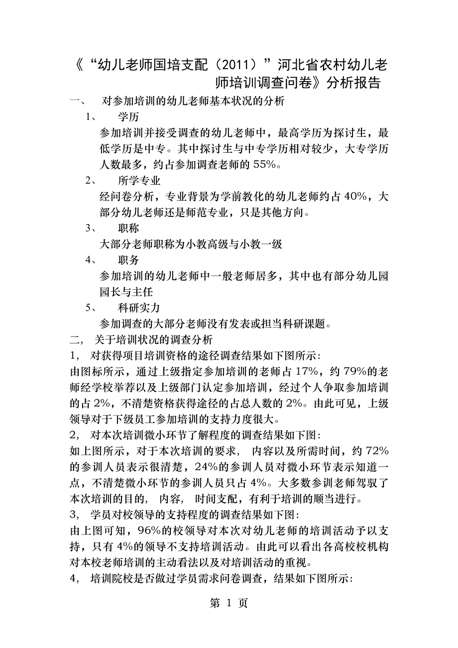 幼儿教师国培计划河北省农村幼儿教师培训调查问卷分析报告.docx_第1页