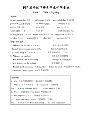 PEP小学英语五年级下册各单元知识重点归纳2.docx