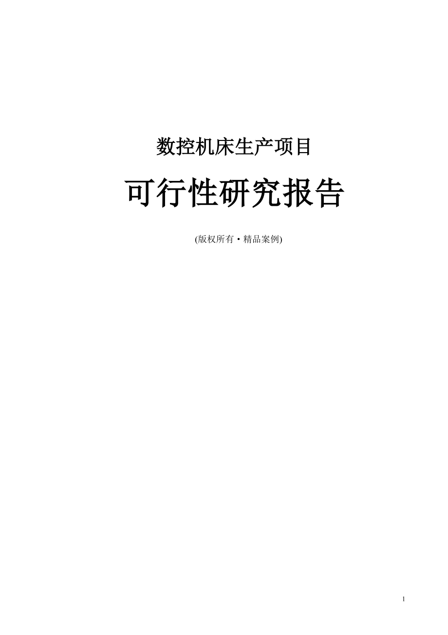 数控机床可行性研究报告（立项·备案·可行性研究报告）.doc_第1页