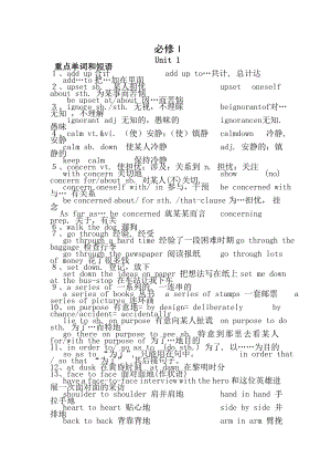 高一英语-人教版-必修一-全册重点单词短语及句型的归纳.docx