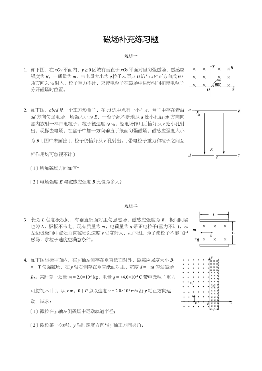 高中物理磁场经典习题题型分类含答案.docx_第1页