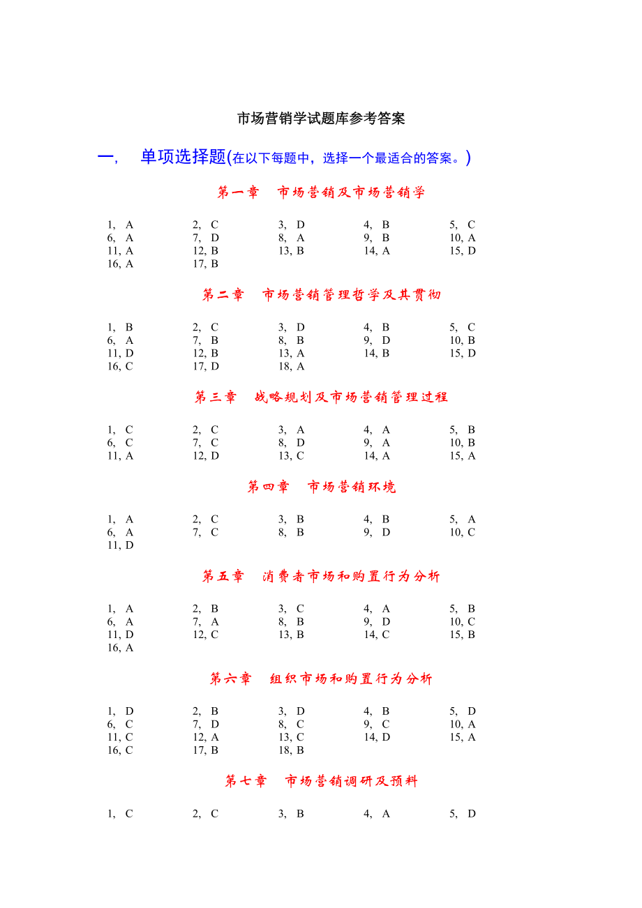 市场营销学习题集的答案[2].docx_第1页