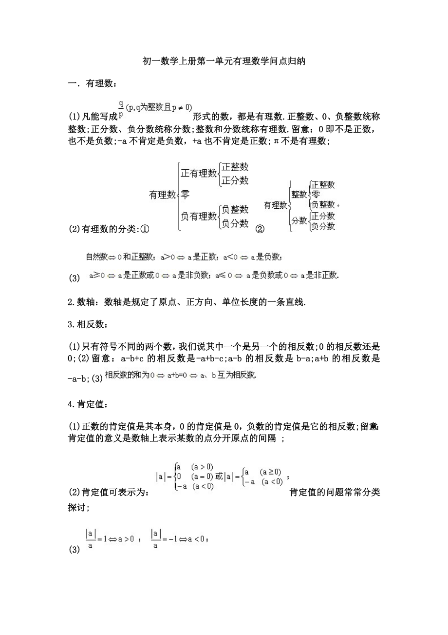 初一数学上册第一单元有理数知识点归纳1.docx_第1页