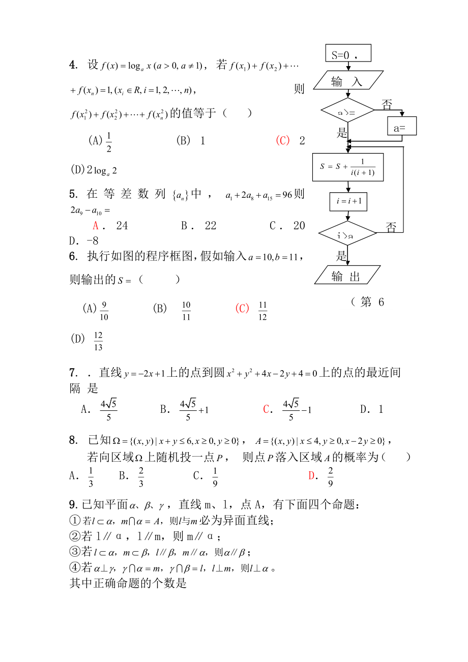 高三理科数学综合测试题附答案.docx_第2页