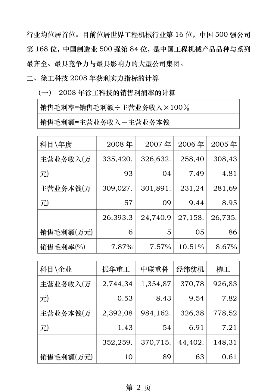 电大财务报表分析第三次作业2008年徐工科技获利能力分析.docx_第2页