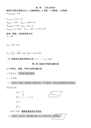 中数学必修二立体几何知识点总结.docx