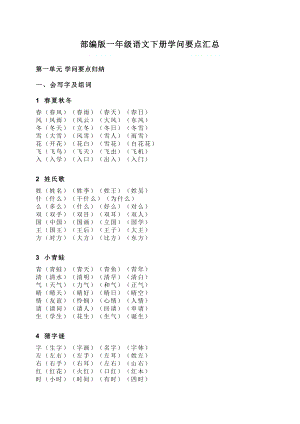 部编版一年级语文下册知识要点汇总1.docx