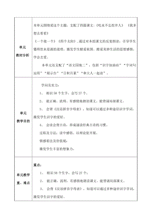 一年级下语文第二单元单元教案1.docx