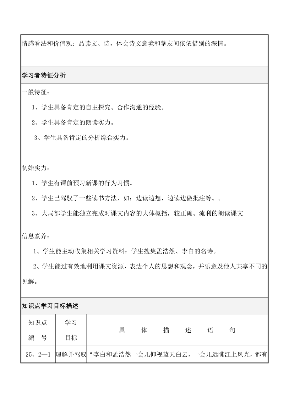 黄鹤楼送别》课堂教学设计表.docx_第2页