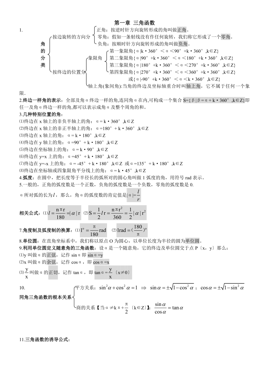 高中数学必修四知识点汇总.docx_第1页