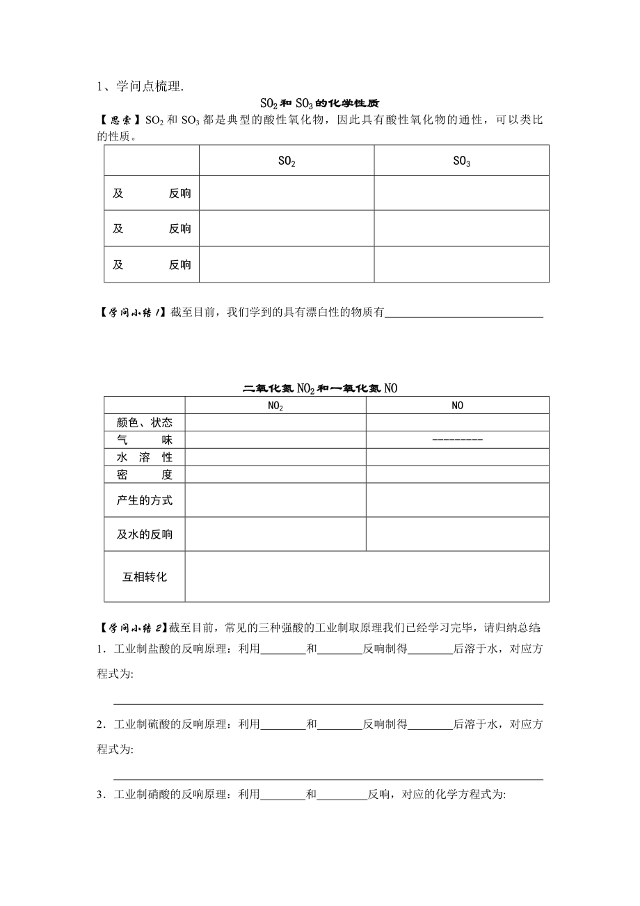 高中化学非金属硫氮及其化合物知识点及练习题.docx_第1页