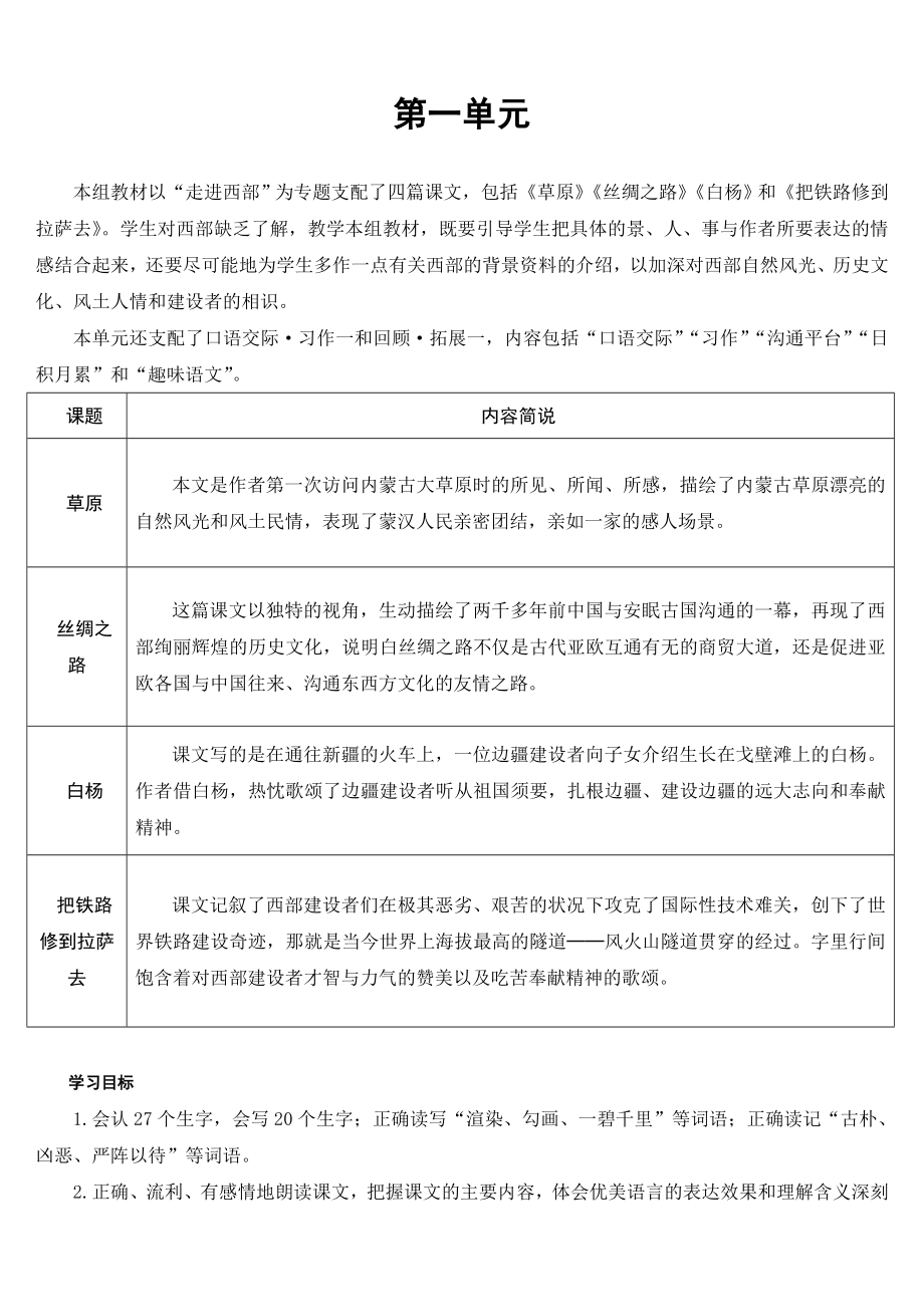 人教版语文五年级下册教案表格式[001].docx_第1页