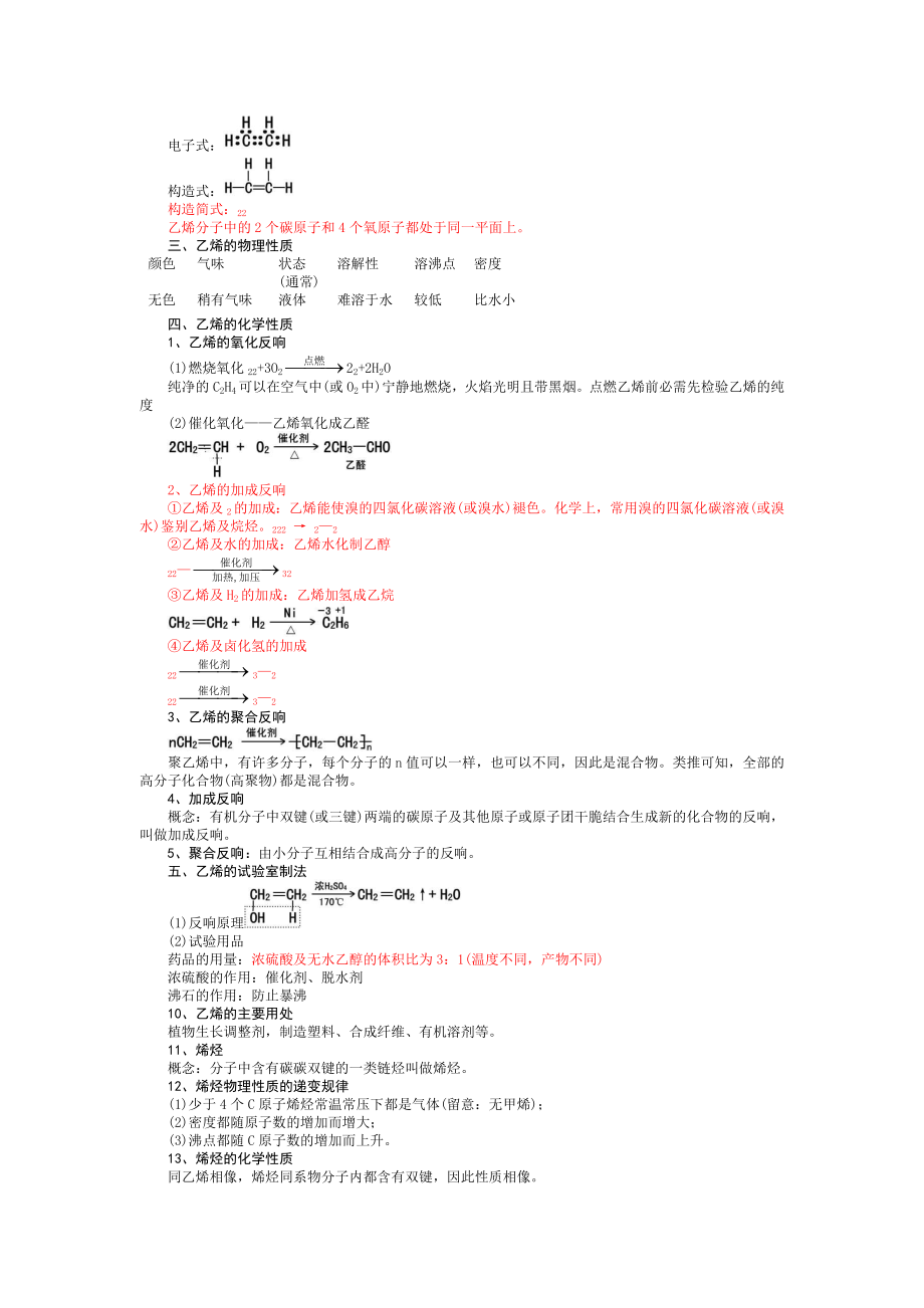 高二有机化学知识点总结及测试题含答案.docx_第2页