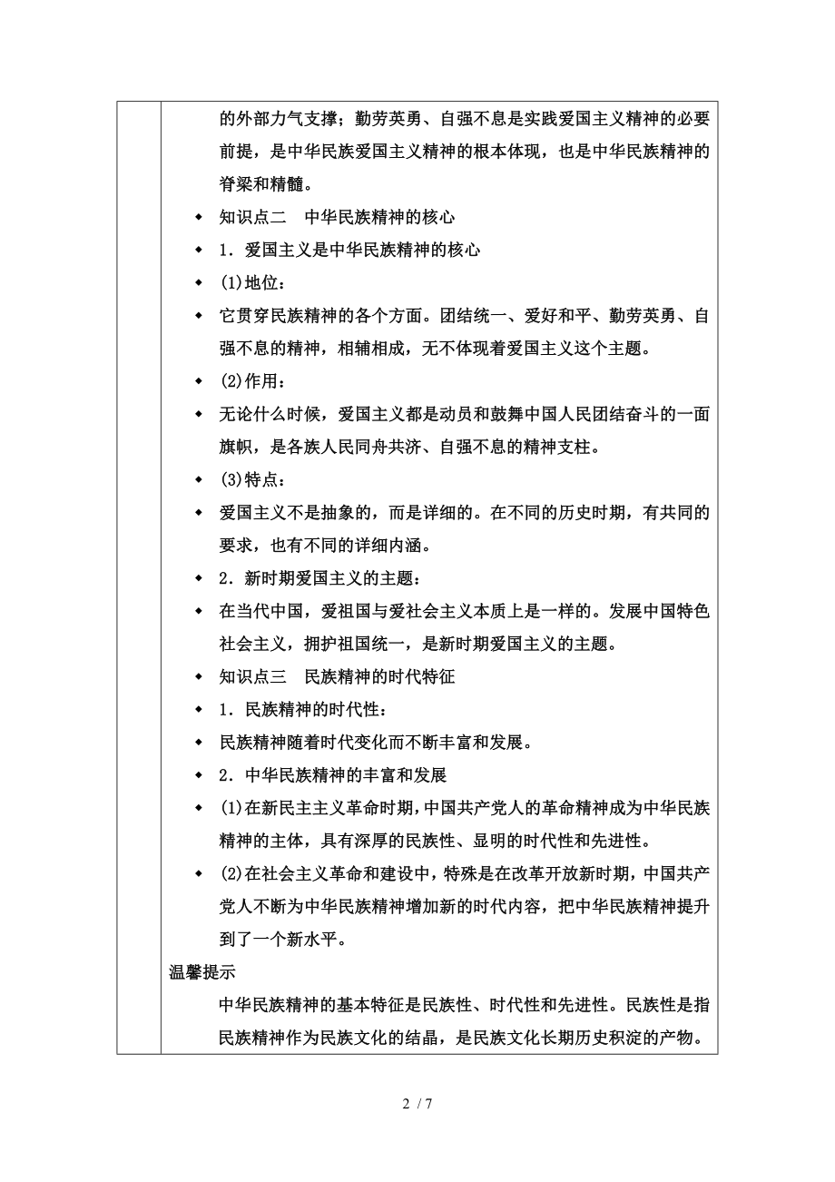 第七课我们的民族精神教案.docx_第2页