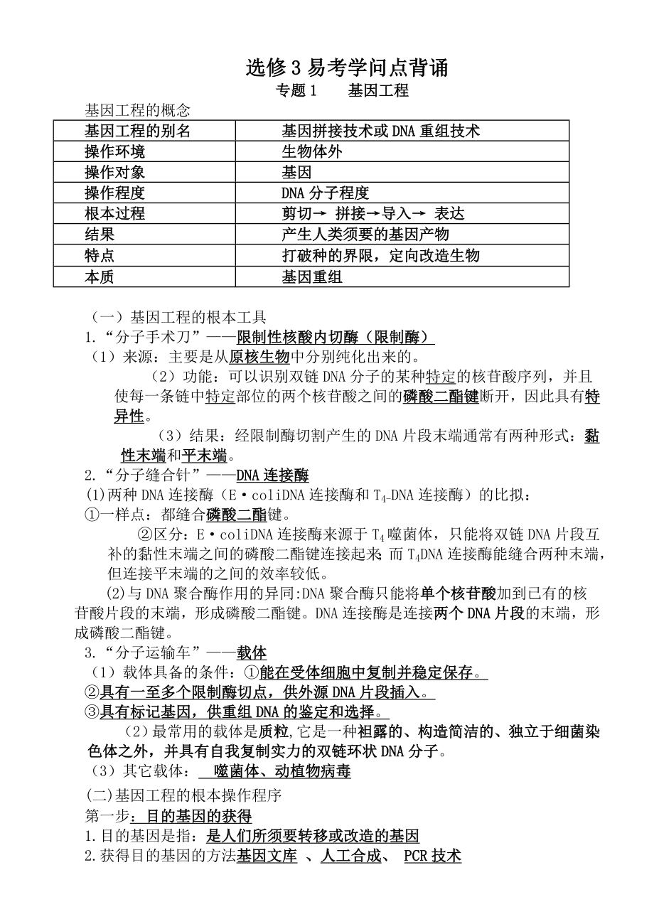 高中生物选修三全套知识点填空.docx_第1页