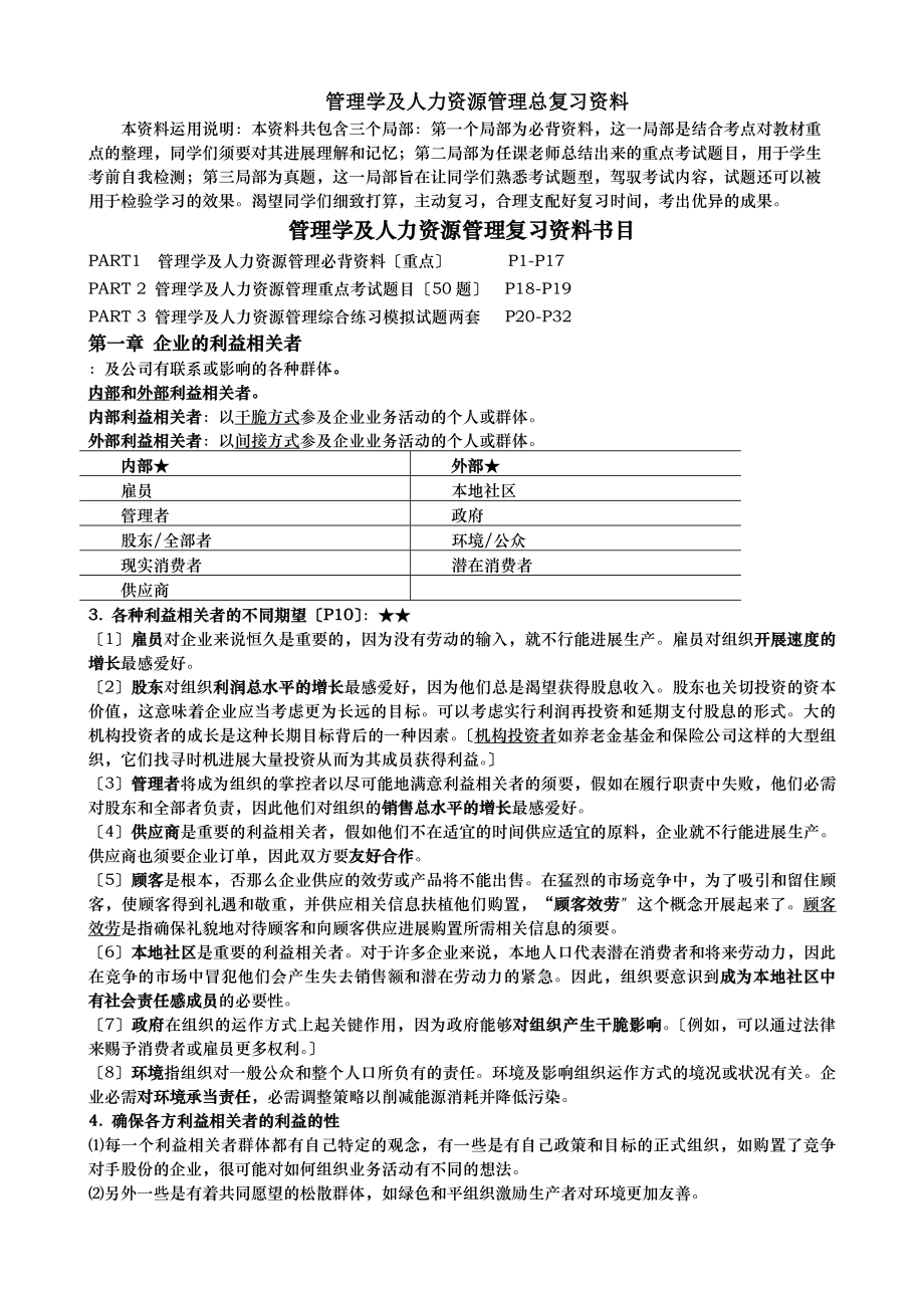 管理学与人力资源管理复习资料.docx_第1页