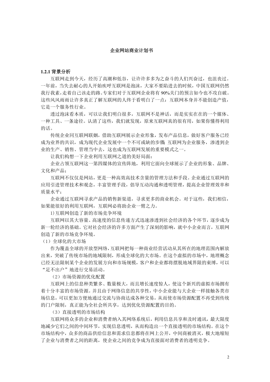 新某某企业网站商业计划书.doc_第2页