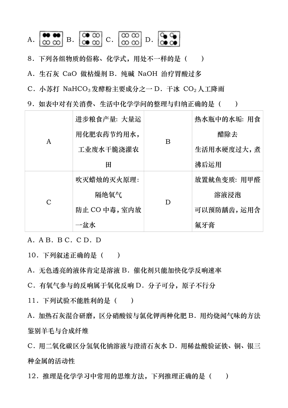 黑龙江省齐齐哈尔市2016年中考化学试卷带复习资料.docx_第2页