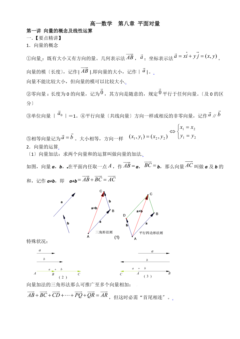 高一数学平面向量知识点及典型例题.docx_第1页