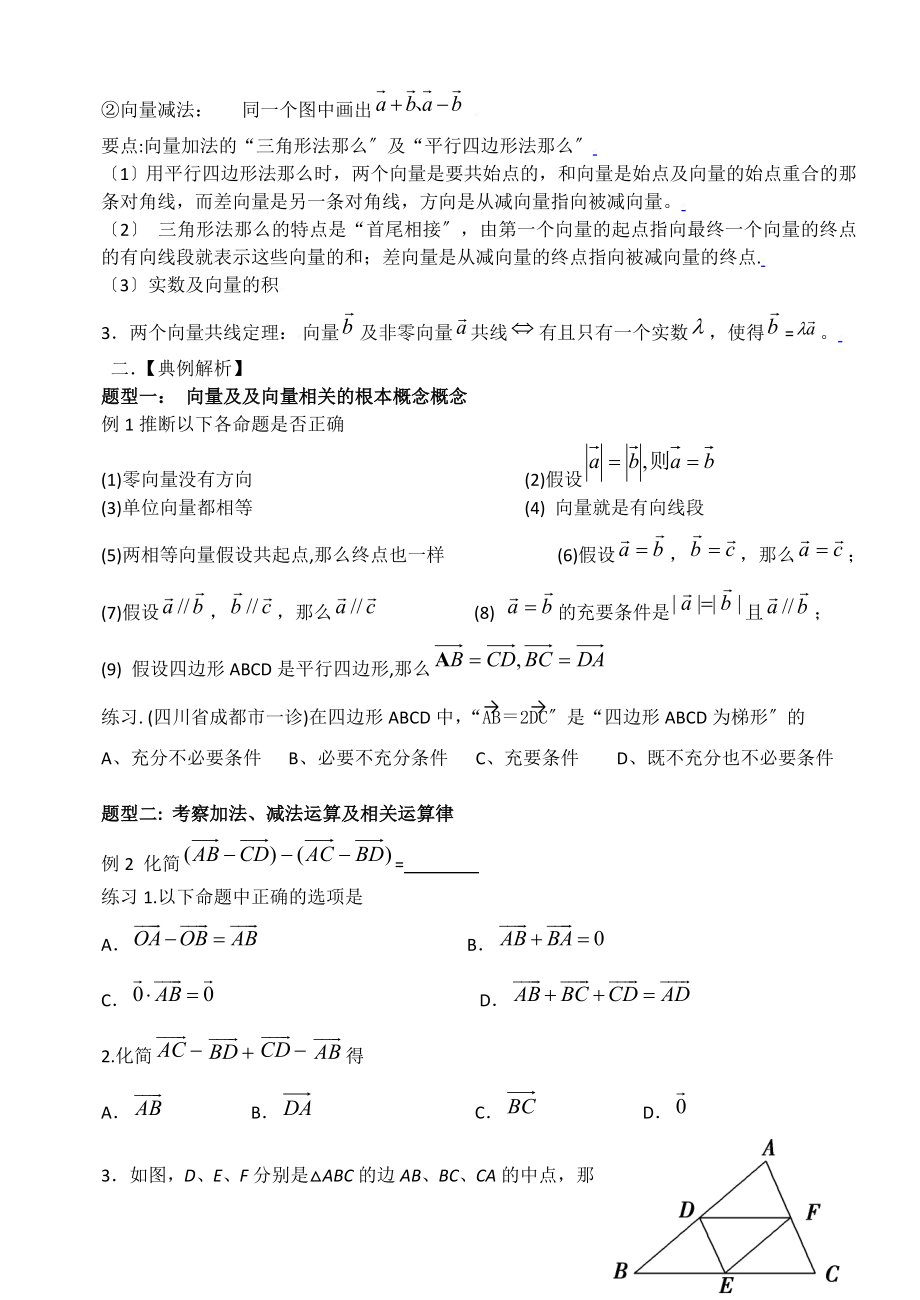 高一数学平面向量知识点及典型例题.docx_第2页