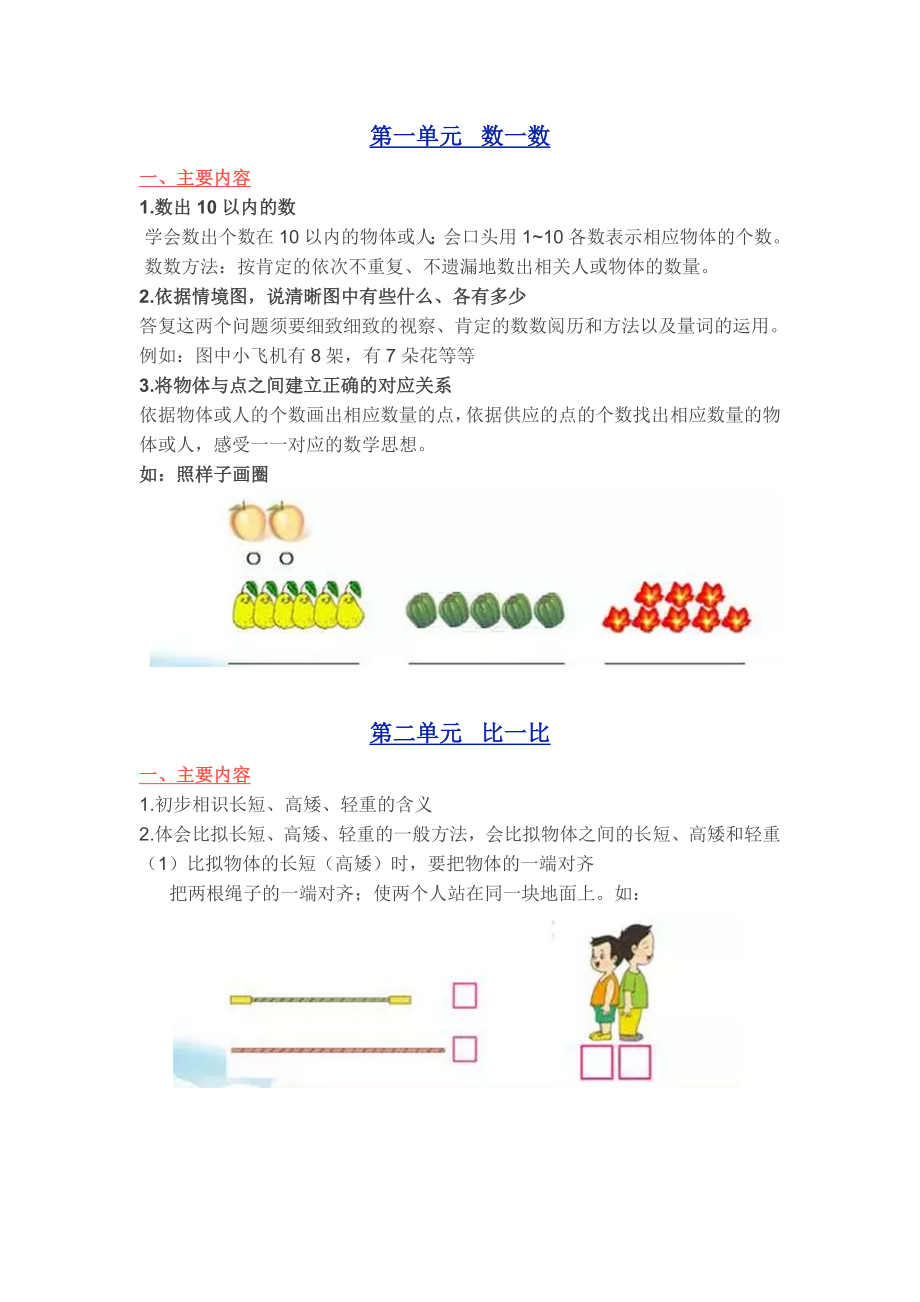 一年级上学期数学知识点汇总1.docx_第1页