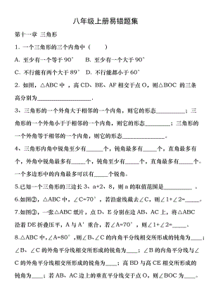 人教版数学八年级上册易错题及复习资料.docx