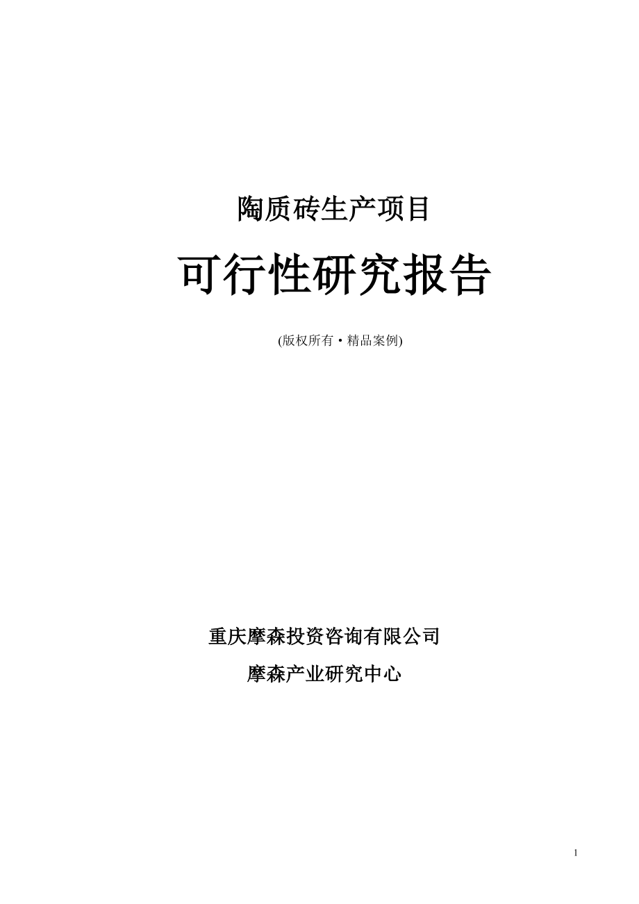 陶质砖可行性研究报告（立项·备案·可行性研究报告）.doc_第1页