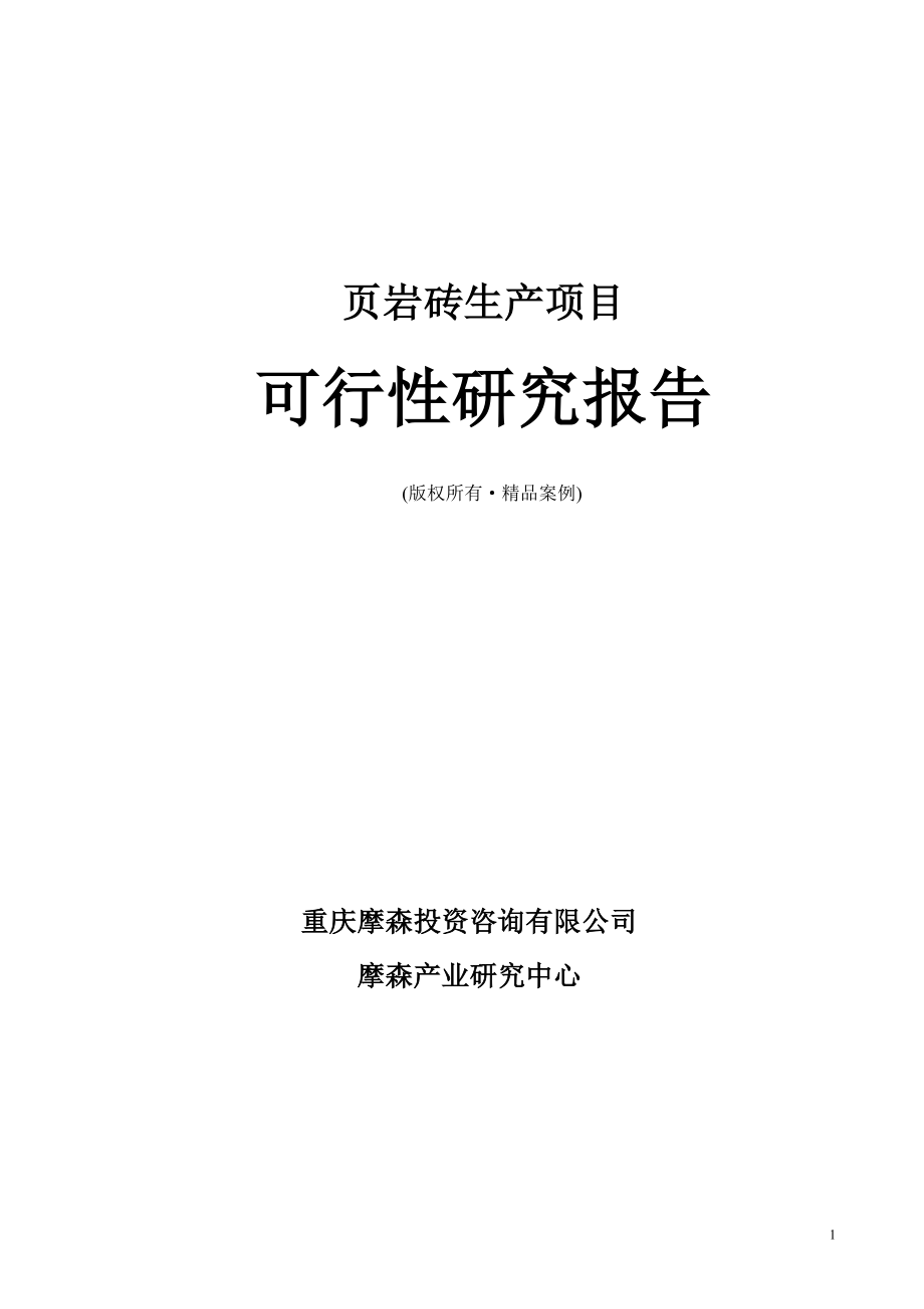 页岩砖可行性研究报告（立项·备案·可行性研究报告）.doc_第1页