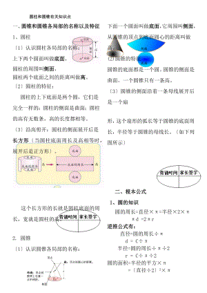 圆柱和圆锥有关知识点[2].docx