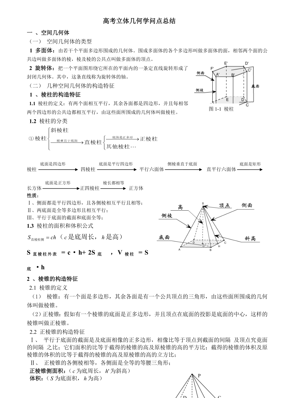 高考立体几何知识点总结1.docx_第1页