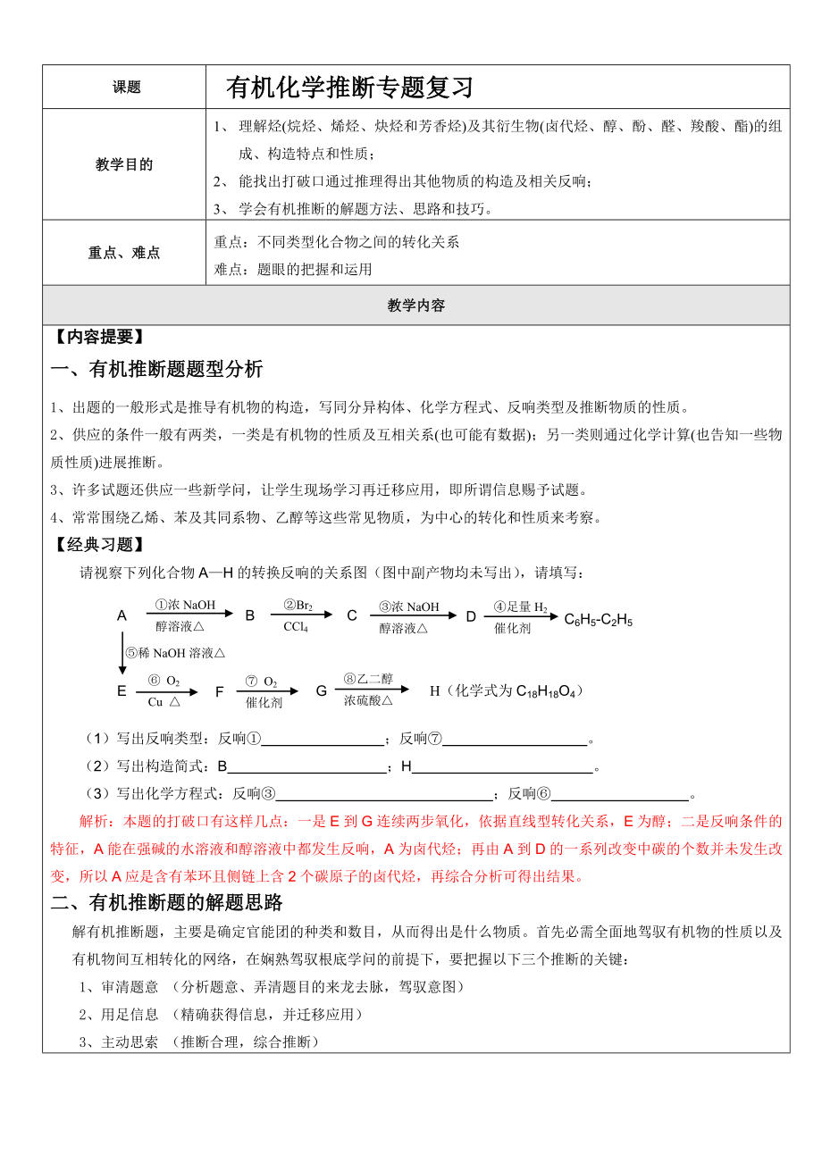 高三复习有机化学推断题专题含答案.docx_第1页