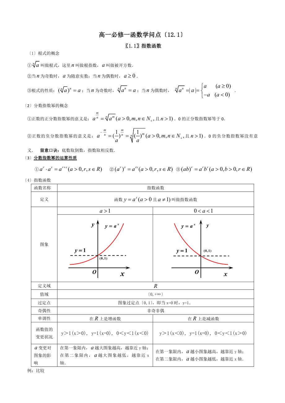 高一必修一基本初等函数知识点总结归纳.docx_第1页