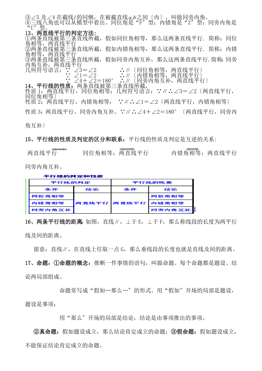 一数学七下相交线与平行线所有知识点总结和常考题型练习题.docx_第2页