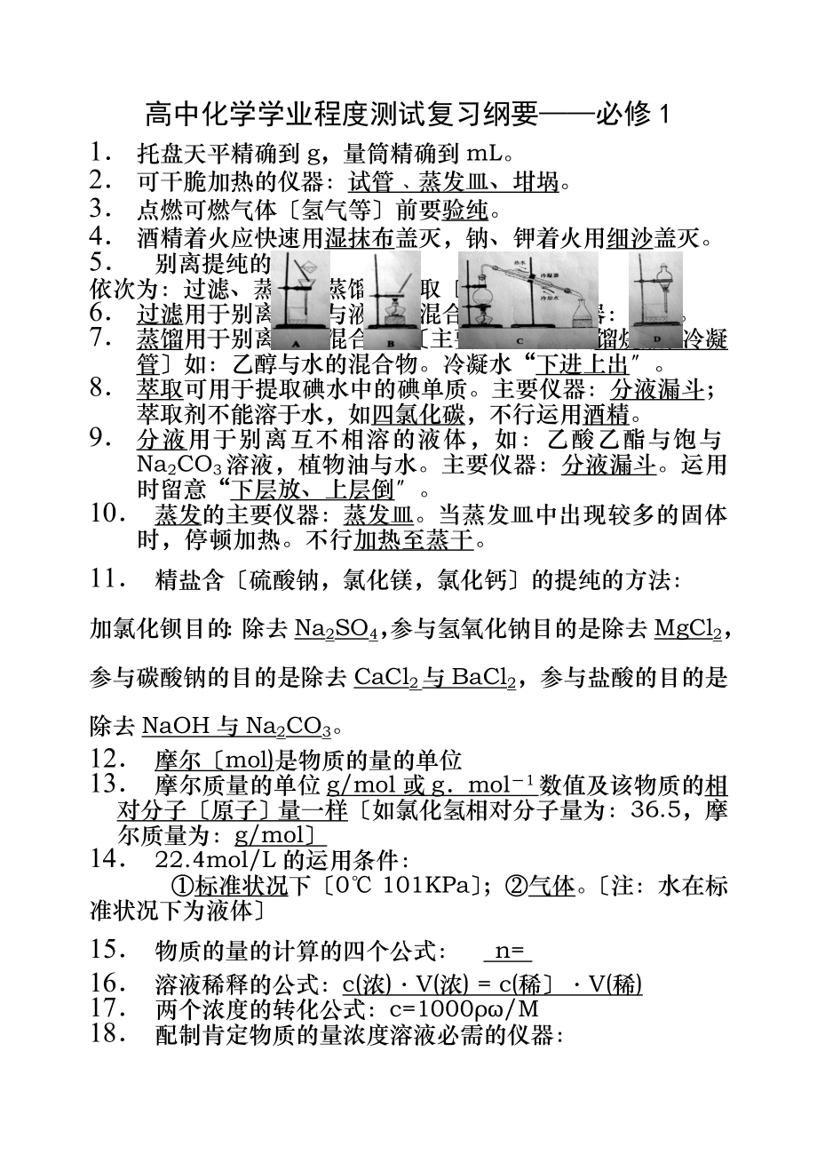 高中化学学业水平测试常考必背知识点.docx_第1页