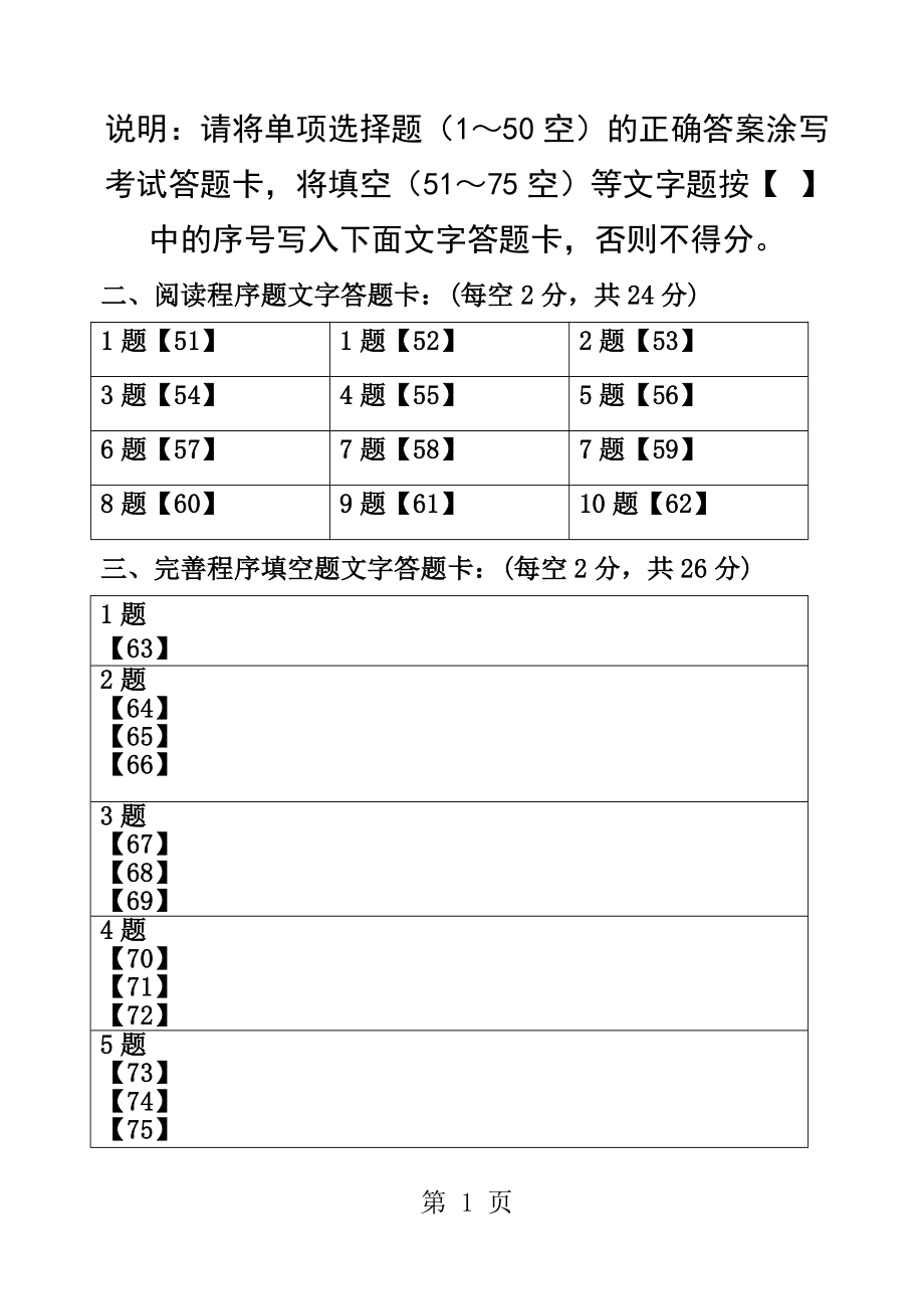 C语言程序设计试卷1含答案.docx_第1页