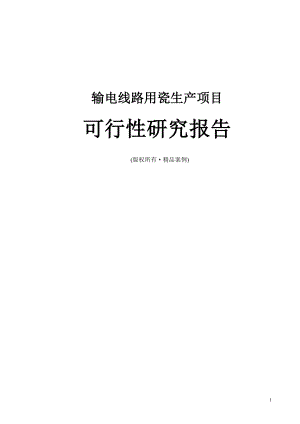 输电线路用瓷可行性研究报告（立项·备案·可行性研究报告）.doc