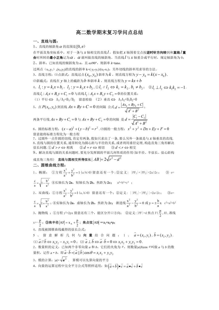 高二数学期末复习知识点总结1.docx_第1页