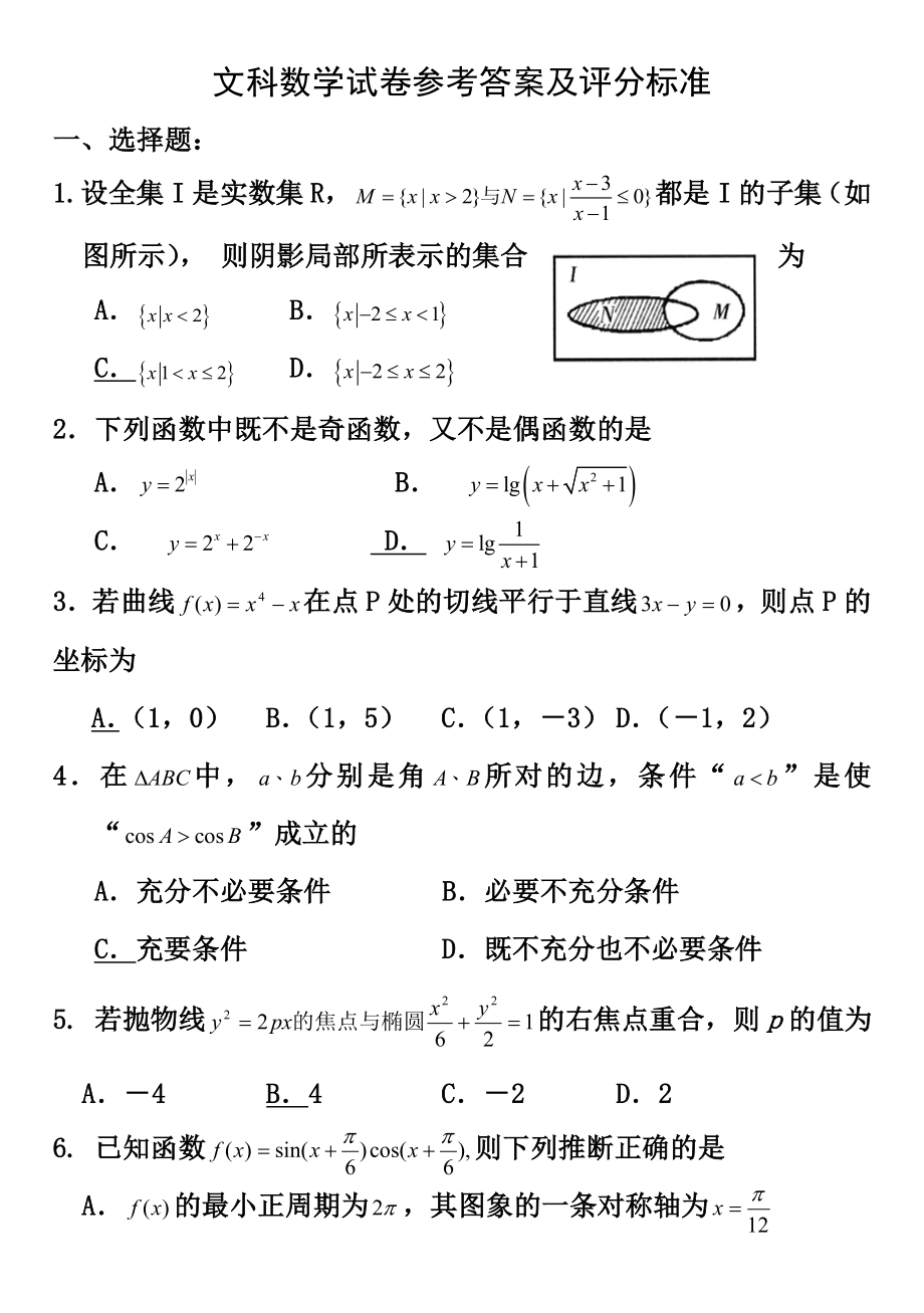 高三文科数学模拟试卷含答案.docx_第1页