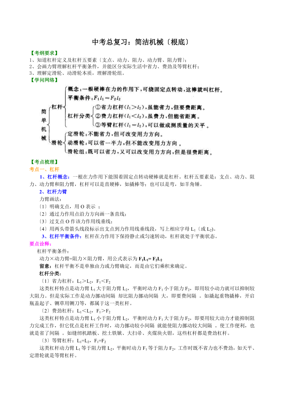 中考总复习简单机械基础知识讲解.docx_第1页