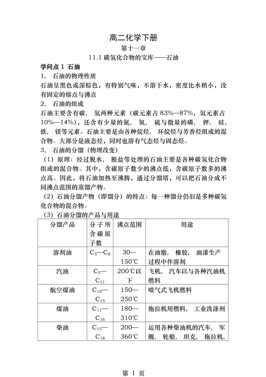 沪教版烷烃烯烃炔烃苯醇醛羧酸知识点总结.docx_第1页