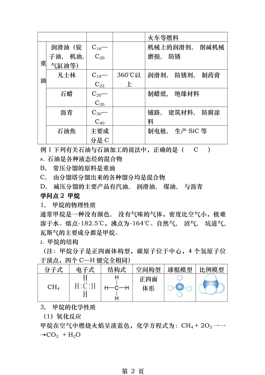 沪教版烷烃烯烃炔烃苯醇醛羧酸知识点总结.docx_第2页