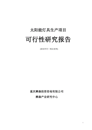 太阳能灯具可行性研究报告（立项·备案·可行性研究报告）.doc