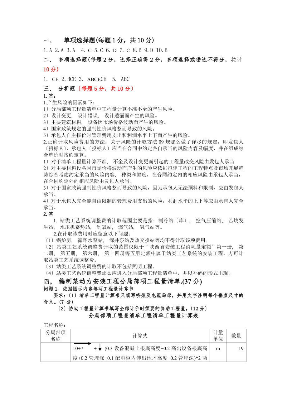 电气造价员考试试题及答案范文.docx_第1页