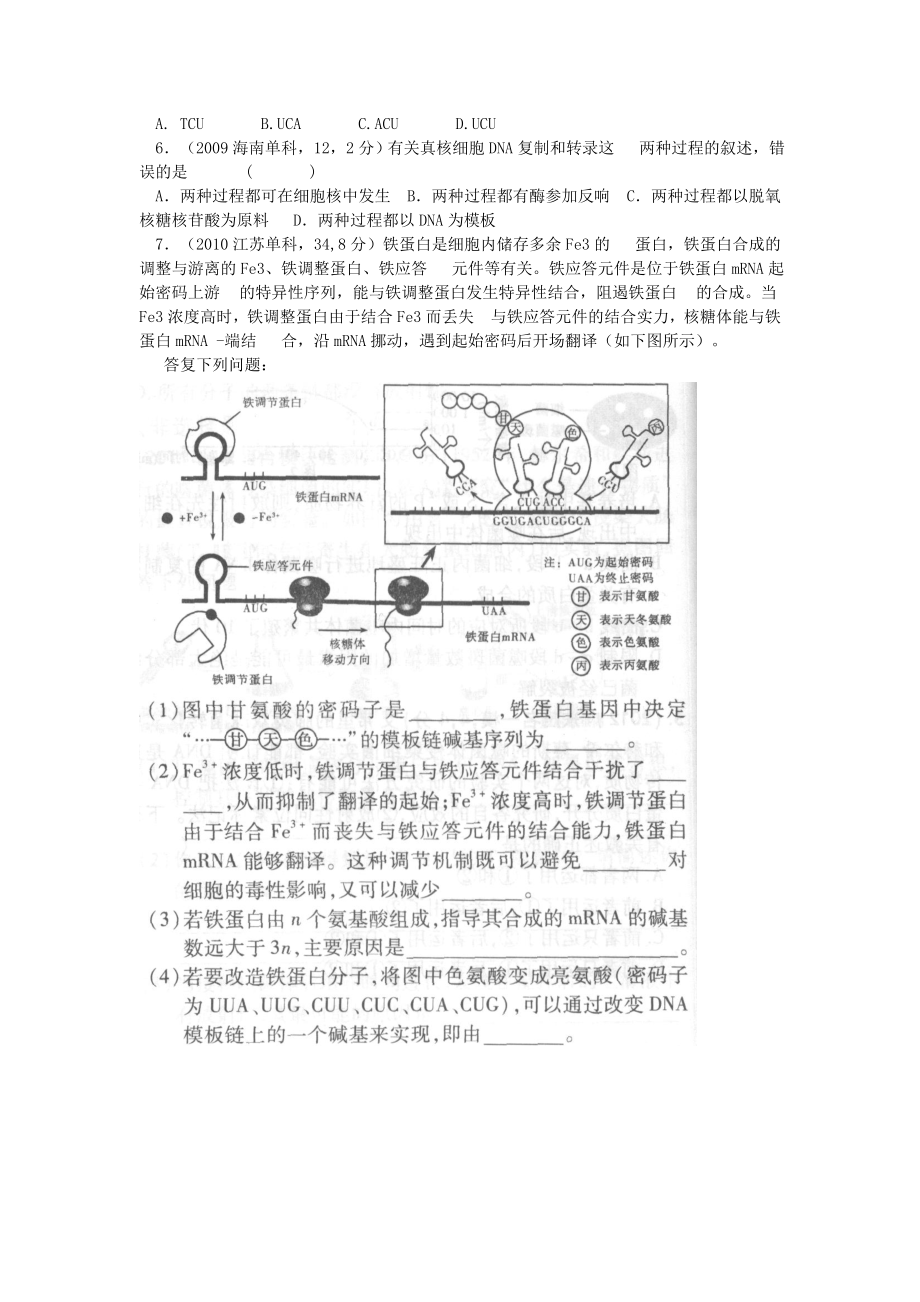 高考生物基因的表达考点汇总含高考真题解析.docx_第2页