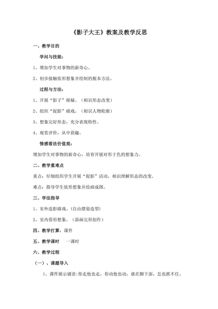 影子大王教案及教学反思.docx_第1页